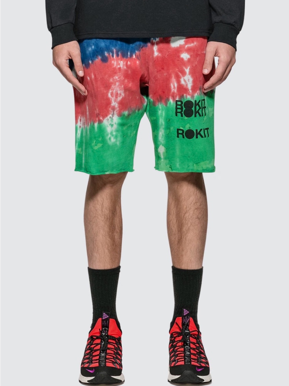 Men's Tie-Dye Athletic Shorts in Red & Green